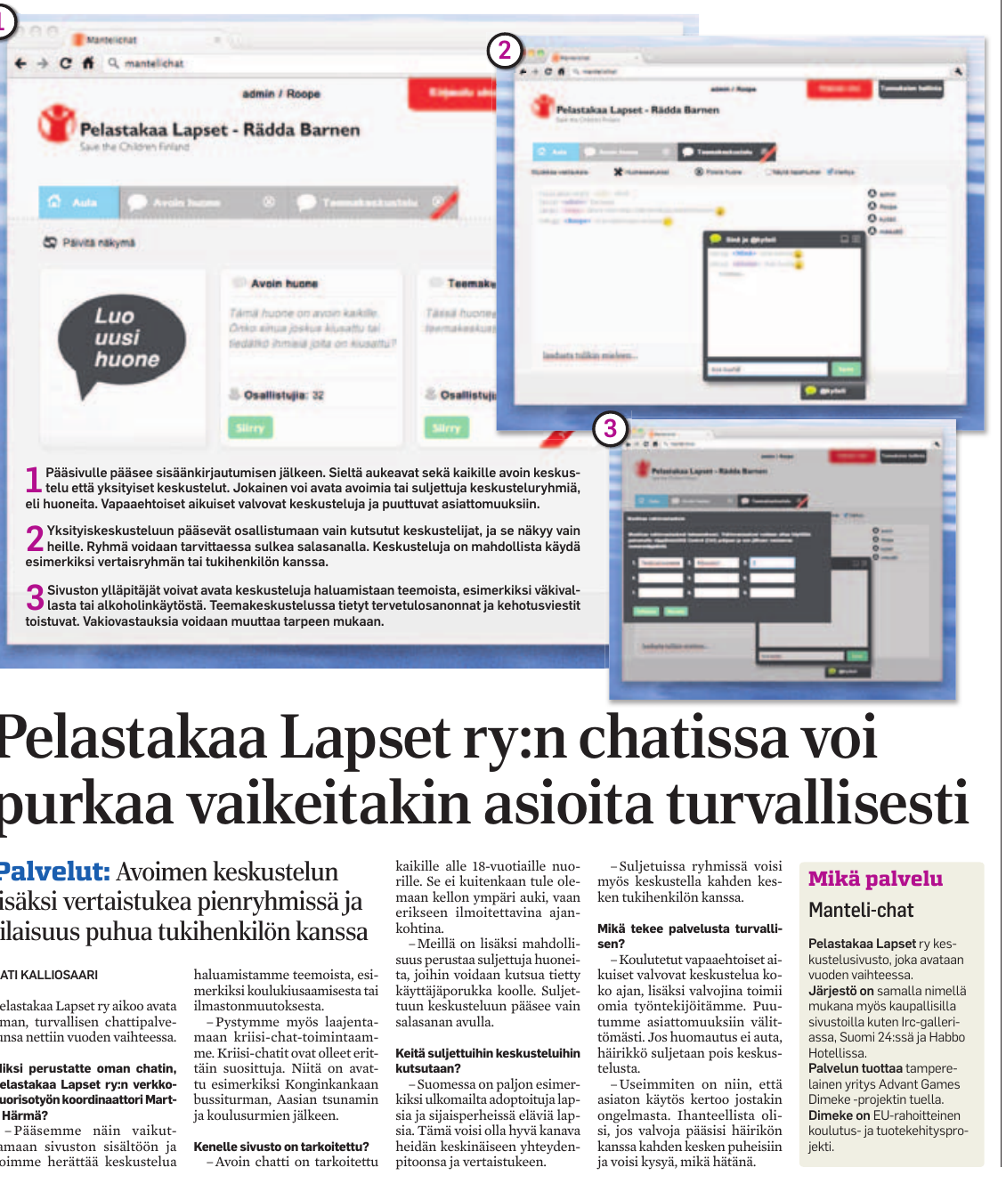Aamulehti article about Mantelichat