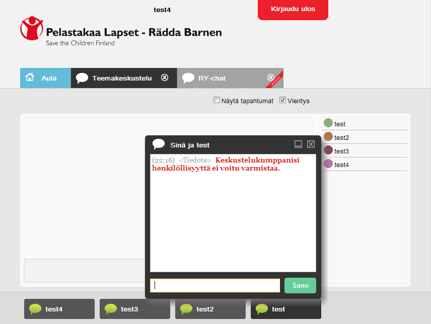 Mantelichat — secure chat interface for Save the Children Finland